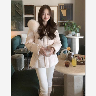 外套 冬季 高级感90白鸭绒羽绒服女2025新款 小个子毛领收腰显瘦短款