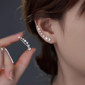 925银针一字排钻耳钉女轻奢高级感锆石耳钩耳环个性 ins风耳骨耳饰