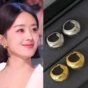 水滴金属耳环S925银针高级感简约素圈耳饰2025年新款爆款耳圈耳扣