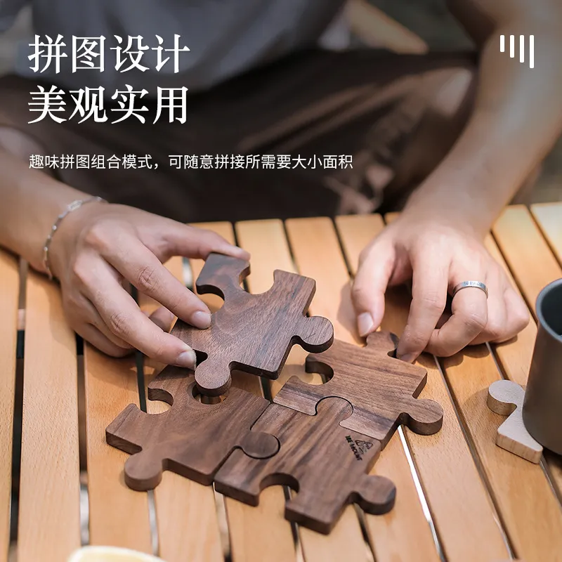 户外露营实木杯垫木制茶杯托榉木隔热垫胡桃木垫咖啡创意拼图杯垫