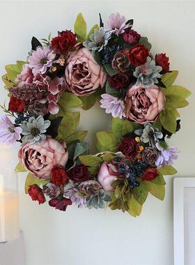 Vintage Spring Peony Wreath European Country Wedding Hanger