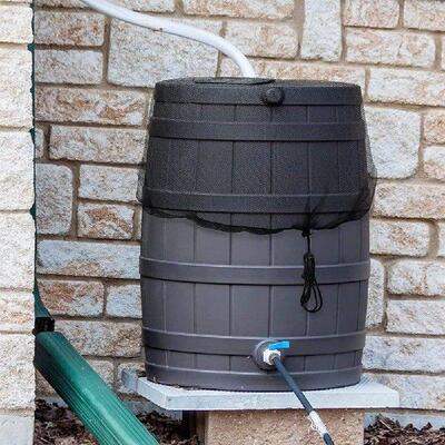 Mesh Cover for Rain Barrel with Drawstring 37.4inch Water