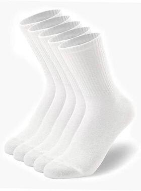 5 Pairs Men Crew Socks Black And White Middle Tube Streetwea