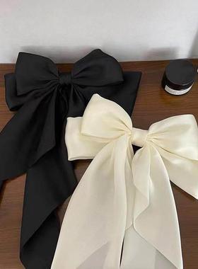 Elegant Bow Ribbon Hair ClipSimple Solid Satin Spring Clip H