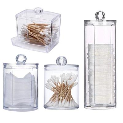 Acrylic Storage Box Makeup Cotton Swab Container Round Plast