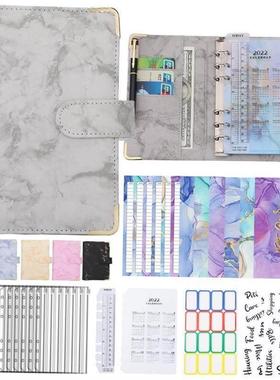 A6 PU Leather Marble Notebook Binder Budget Planner Money Or