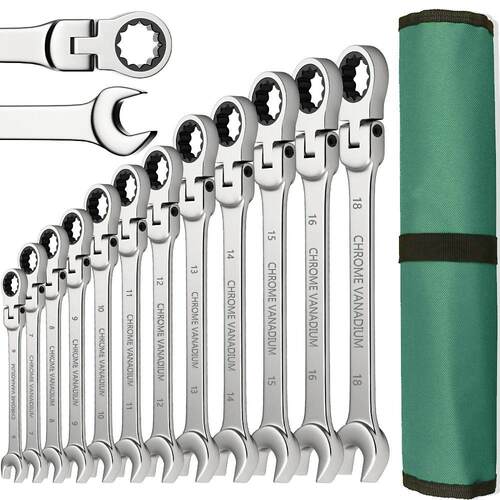 Ratchet Spanner Wrench Set 8-22mm Gear Ring Ratcheting Combi