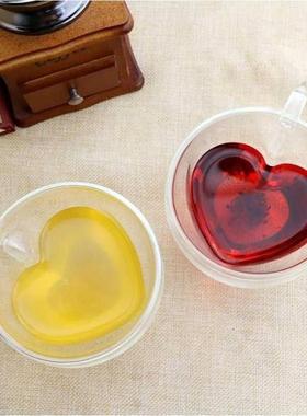 Heart Love Shaped Double Wall Glass Mug Resistant Tea Mug