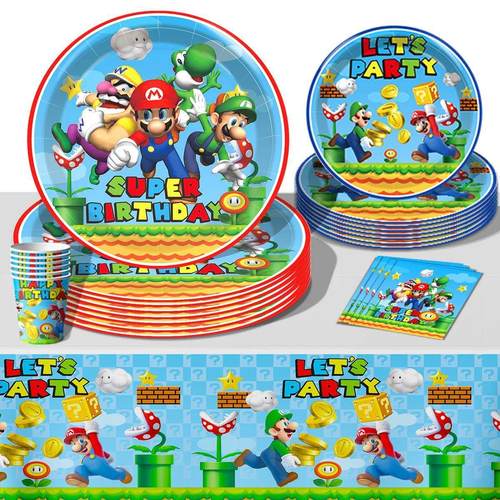 Mario Theme Party Decoration Props Disposable Paper Plate Pa