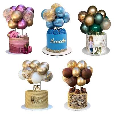 10pcs 5 Inch Metal Balloon Cake Topper Confetti Balloons