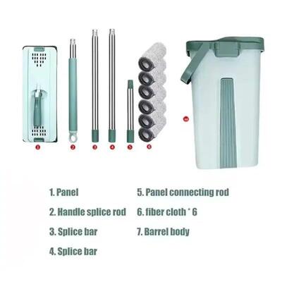 Flat Squeeze Mop with Bucket Hand Free Wringing Floor Cleani