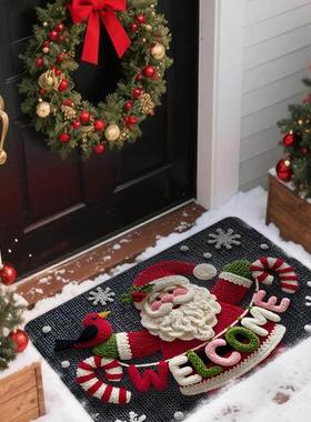 Christmas floor mat, entrance door mat可爱卡通毛线圣诞地垫