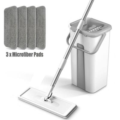 Household mop and bucket set Flat mops with wringer mop pads