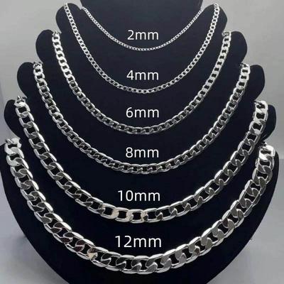 Men's 925 Sterling Silver Necklace 2/4/6/8/10/12MM 40-75