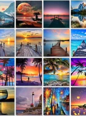 Paint By Numbers Canvas With Framed Landscpae Digital Color