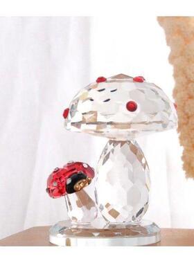 Small Mushroom Ladybug Clear Crystal Ornaments Creative