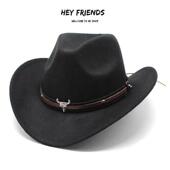 Cowboy Fedora Jazz Western Hat 男女毛呢西部牛仔礼帽爵士帽