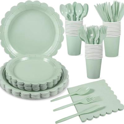 鼠尾草绿派对用品一次性纸盘 Party Supplies Green Paper Plates