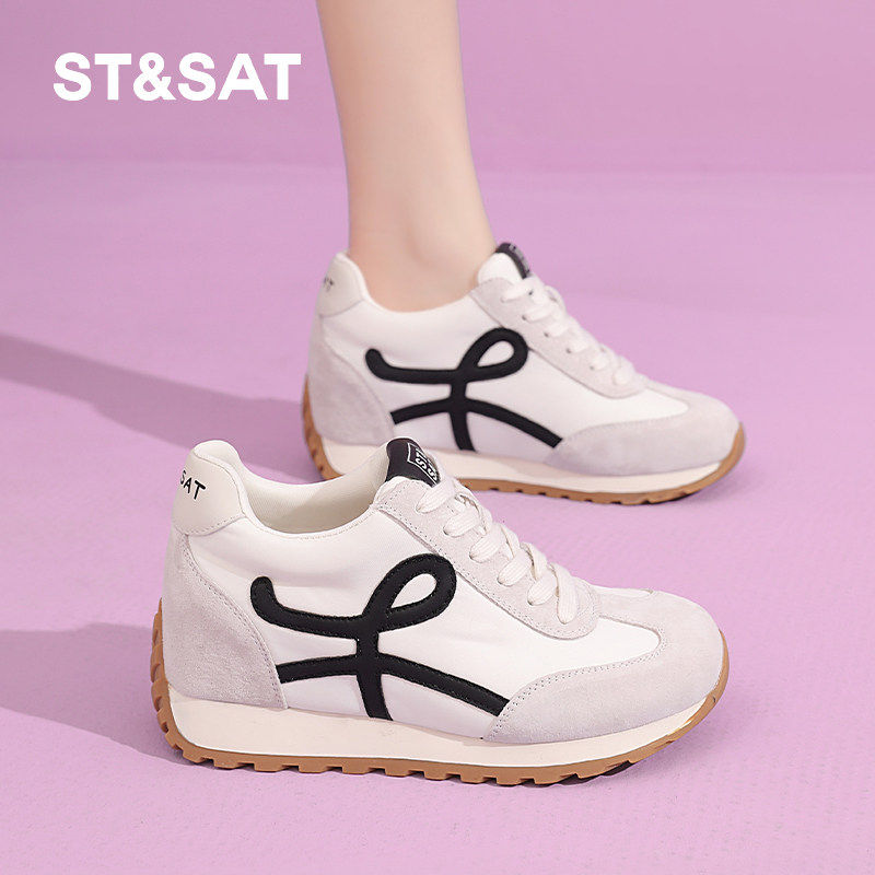 星期六内增高德训鞋女款春夏透气厚底阿甘鞋软底不累脚休闲运动鞋