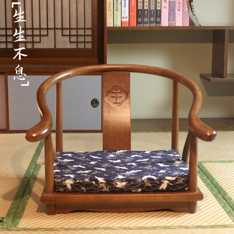 榻榻米座椅扶手新中式圈椅和室椅实木无腿禅意椅子日式炕椅飘窗椅