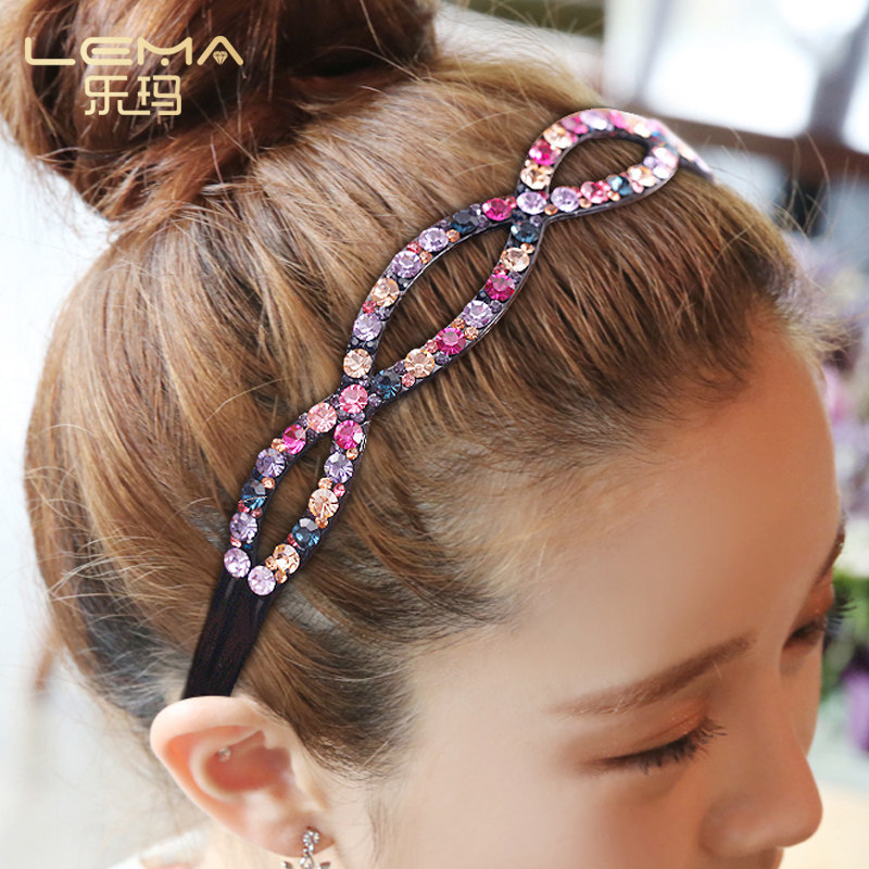 水钻发箍韩国发饰宽边刘海发卡简约百搭压发发窟头饰带齿防滑头箍
