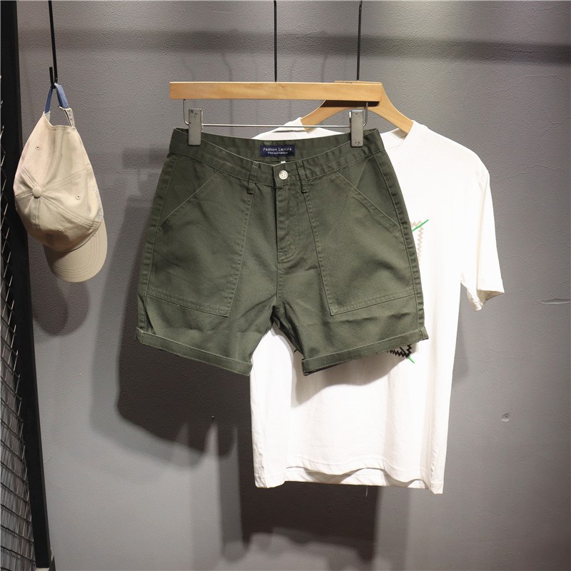 毒类美式时尚军绿色四分裤男士夏季休闲复古裤衩潮牌水洗百搭短裤