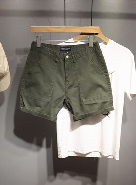 毒类美式时尚军绿色四分裤男士夏季休闲复古裤衩潮牌水洗百搭短裤