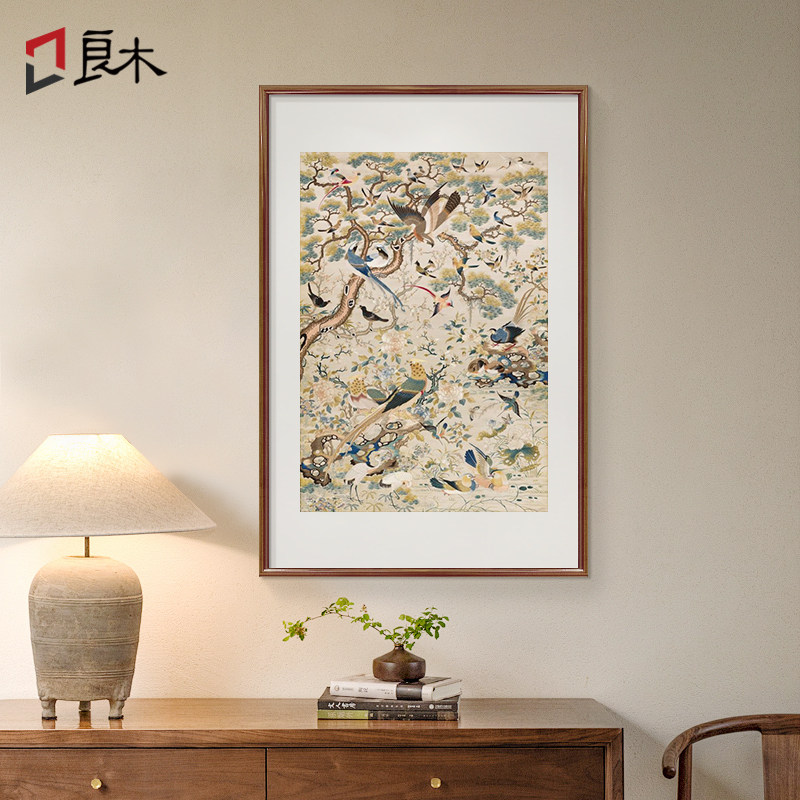 花鸟祥和图新中式玄关装饰画客厅挂画中国风国画餐厅茶室复古壁画