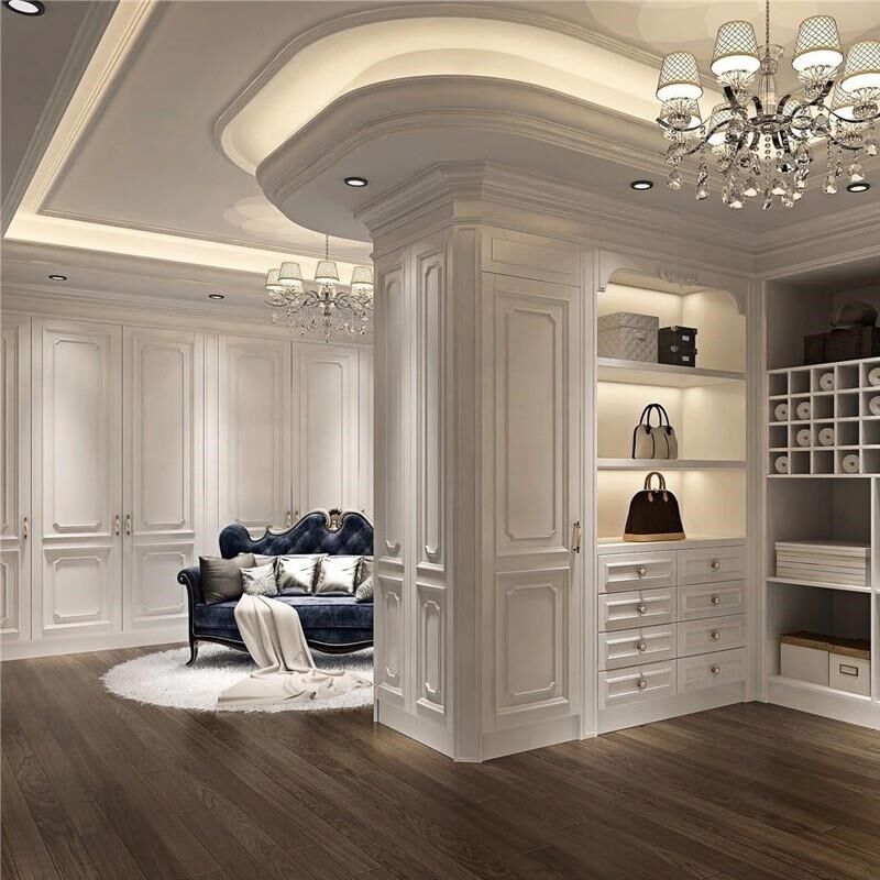 整体衣柜到顶定制法式实木衣橱岛台步入式卧室衣帽间全屋柜子B31