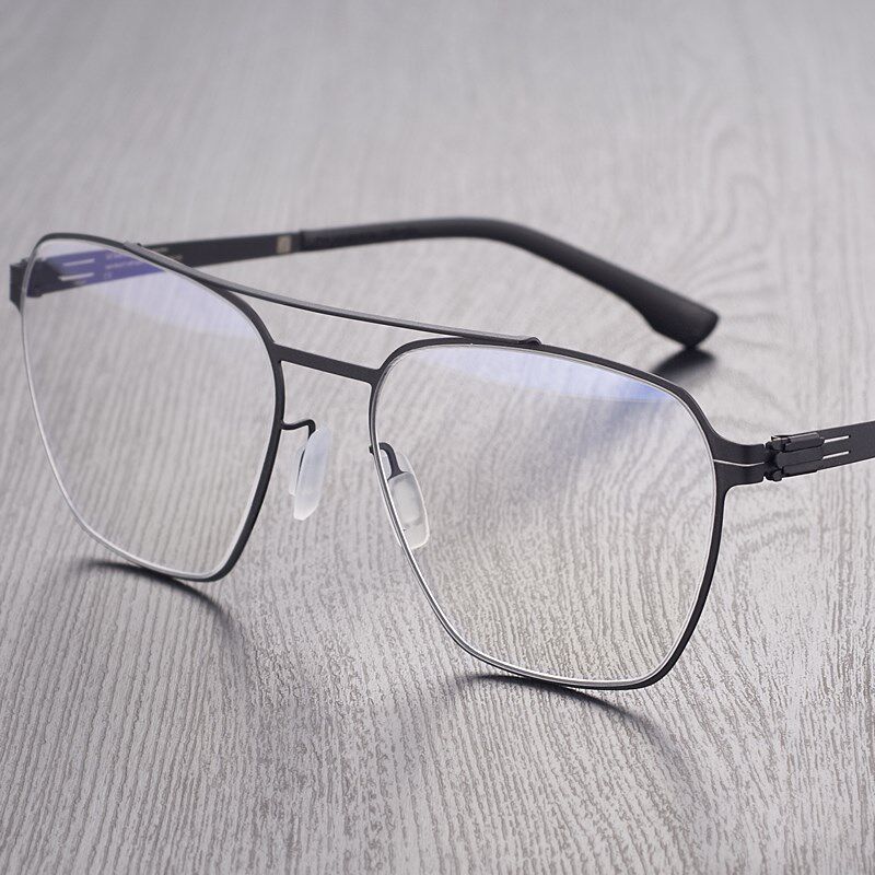 无螺丝眼镜男款超轻弹性近视可配度数双梁全框女金属专业配镜Pon