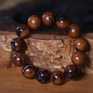 雷击枣木手串雷焦雷纹雷劈原木老料枣木手串念珠配戴木珠带雷痕