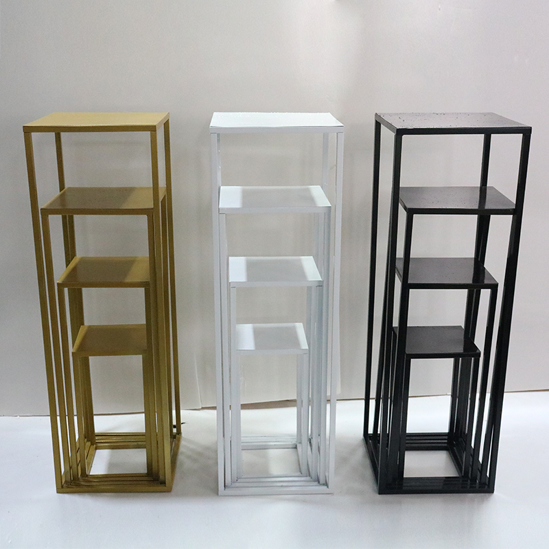 新款婚庆几何路引舞台铁艺方框婚礼道具立体方形甜品台橱窗摆件柱