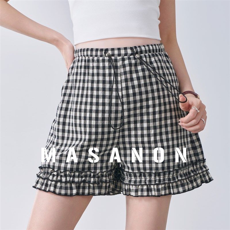 孕妇短裤外穿夏季薄款格子阔腿裤无托腹花边休闲裤子夏装2025新款,孕妇装/孕产妇用品/营养,孕妇休闲裤,淘宝优惠券,粉丝福利购,淘宝优惠卷