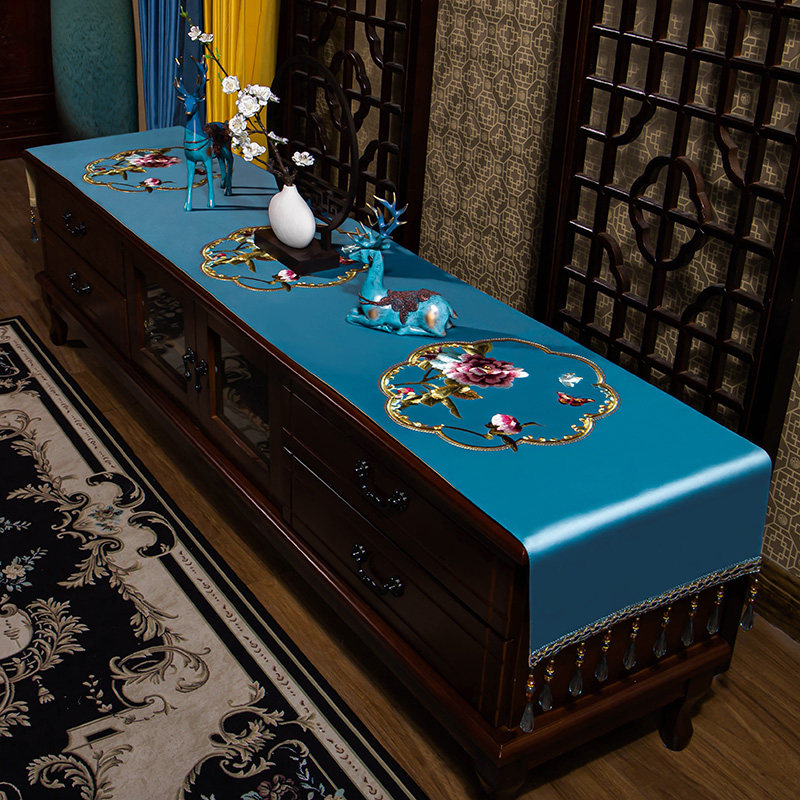 绣花茶几垫电视柜盖布现代简约长方形餐桌布鞋柜玄关盖巾防尘桌旗,居家布艺,桌布,淘宝优惠券,粉丝福利购,淘宝优惠卷