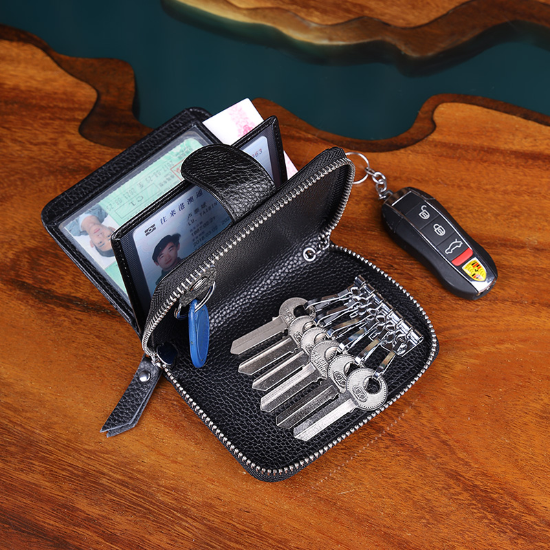 真皮通用钥匙包2025新款女男士高端大容量家用拉链驾驶证钱包一体