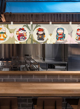 日式门帘隔断短帘寿司店定制旗帘多开式挂帘装饰布V帘厨房帘子定