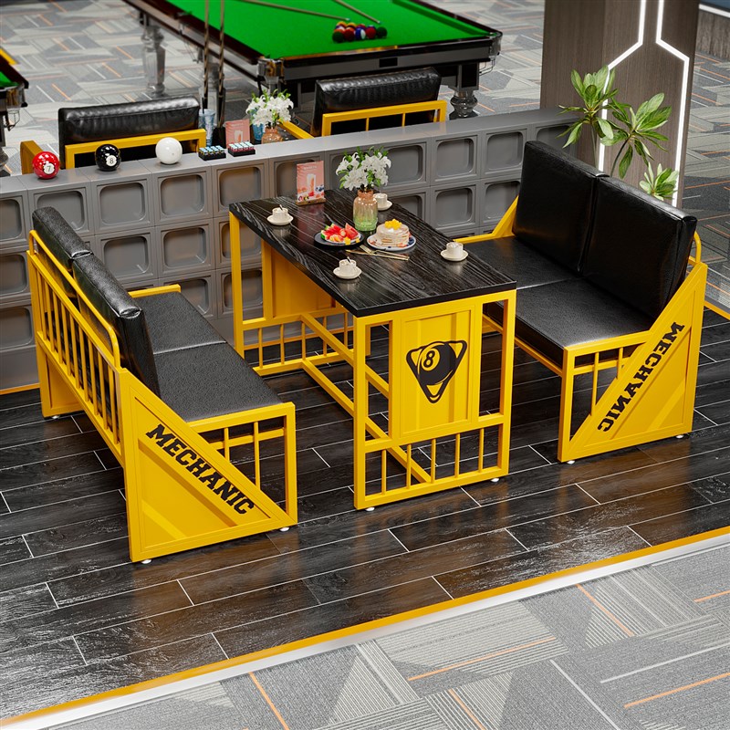 复古餐厅卡座沙发工业风铁艺酒吧清吧奶茶店烧烤店集装箱桌椅组合