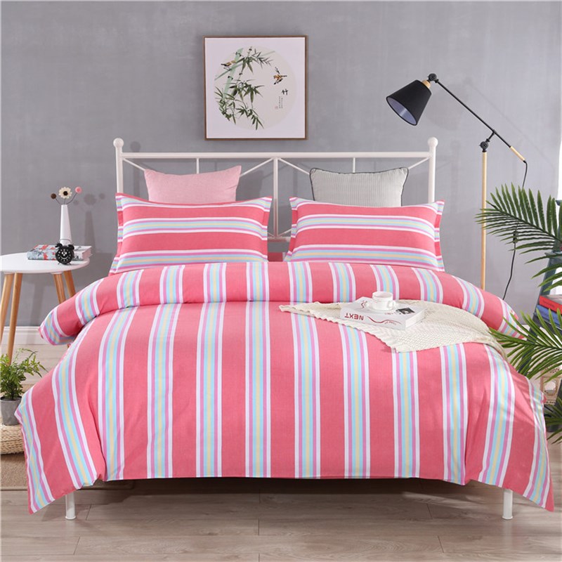 纯棉老粗布四件套全棉简约四季可用厚双人床单被套三件套床上用品