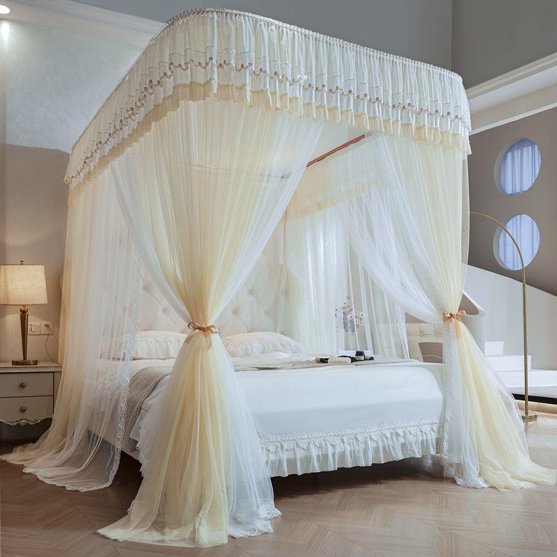 2024新款导轨蚊帐u型轨道家用卧室落地加厚可升降支架加粗免打孔