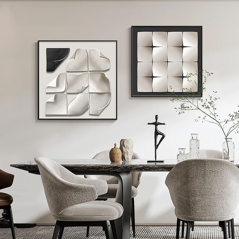 现代简约餐厅装饰画轻奢客厅背景墙画挂画高级感抽象几何卧室壁画图片
