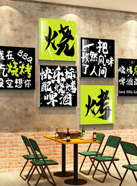 烧烤店创意墙面装饰品工业风夜宵串串摆件网红餐饮文化布置贴画纸