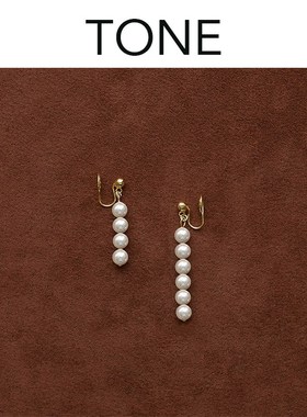 TONE修饰脸型澳白色珍珠耳夹蚊香盘高级感简约气质百搭无耳洞耳钉