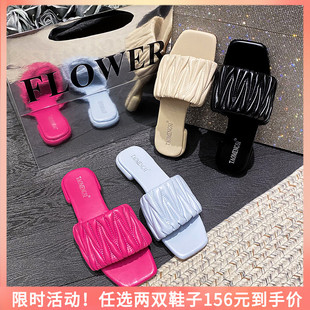 网红凉拖鞋女夏季外穿时尚2023新款平底外出鞋拖一字拖大码41一43