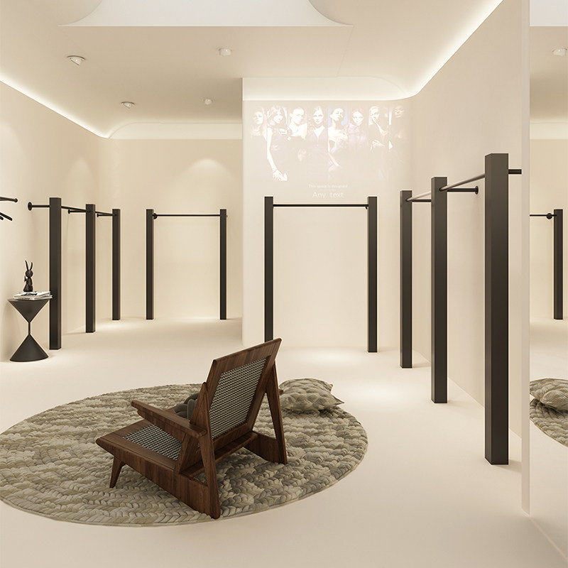 服装店展示架上墙哑光黑衣服架子男女装店专用陈列货架墙壁挂衣杆