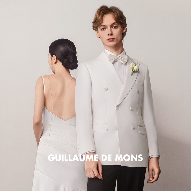 【高定工艺】澳嘉男士西装外套结婚新郎白色高级男西服休闲单西