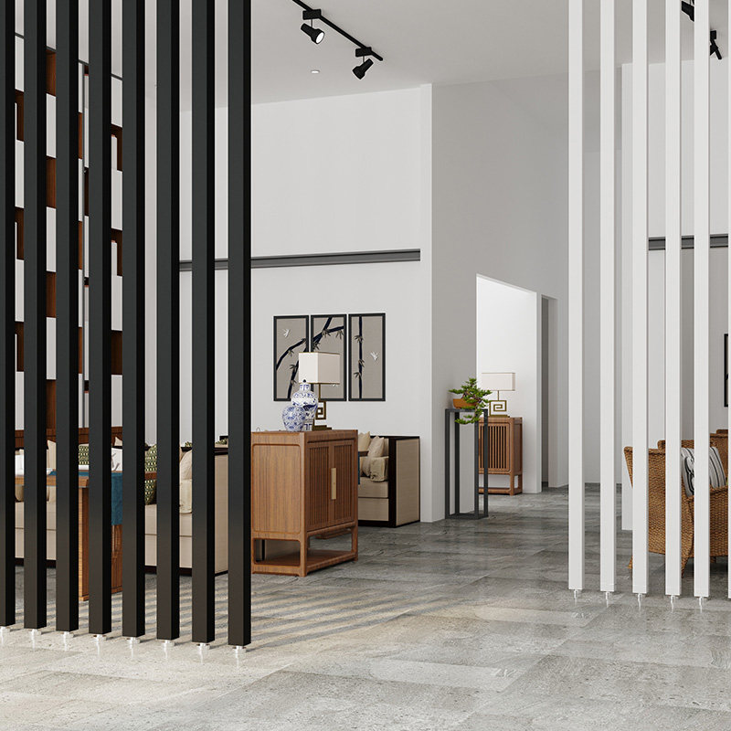 北欧进门隔断正对大门屏风客厅白色实木玄关入户格栅现代简约立柱