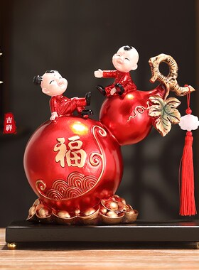 客厅福字葫芦摆件新中式桌面玄关电视柜酒柜装饰品乔迁新居工艺品