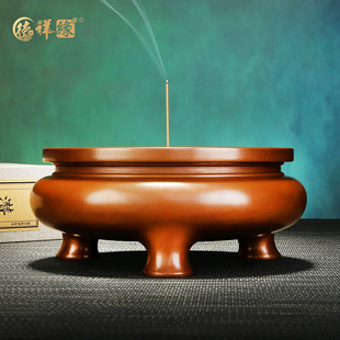 紫铜鬲式炉三足香炉香薰炉家用A室内香道用品复古线香茶道工艺品