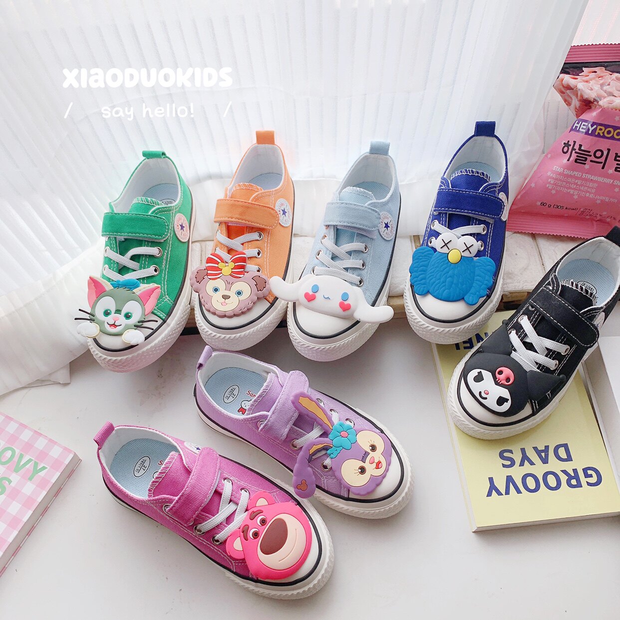儿童帆布鞋2023秋季新款卡通贴片女童鞋子韩版潮男童球鞋布板鞋