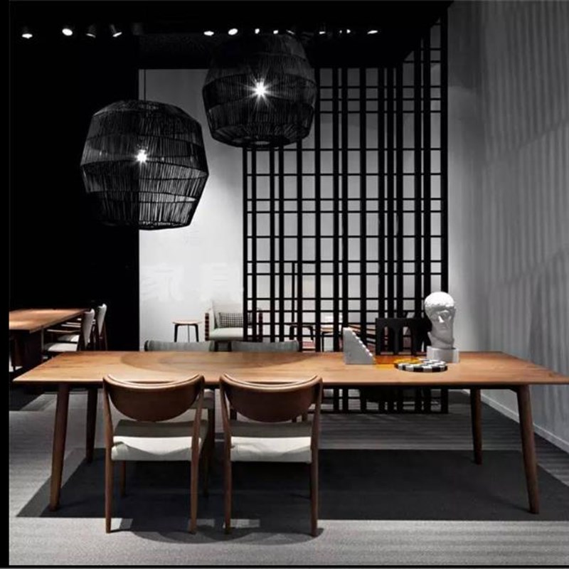 北欧实木会议桌长桌简约现代原木办公桌长方形工作台长条大型餐桌